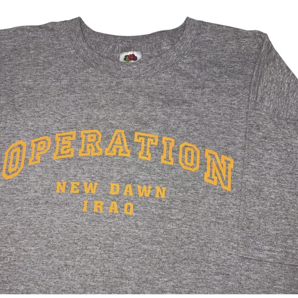 Operation New Dawn Iraq Tee Mens 2XL Gray T-Shirt Last Deployment IRAQ Y2K Crew